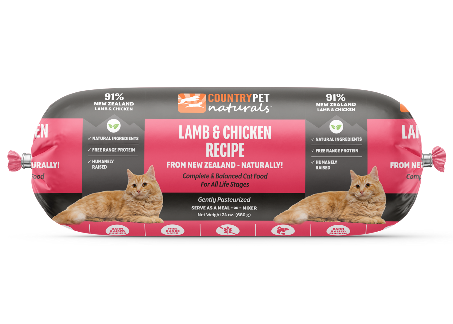 CountryPet Naturals New Zealand Lamb Chicken Recipe Cat Food Roll