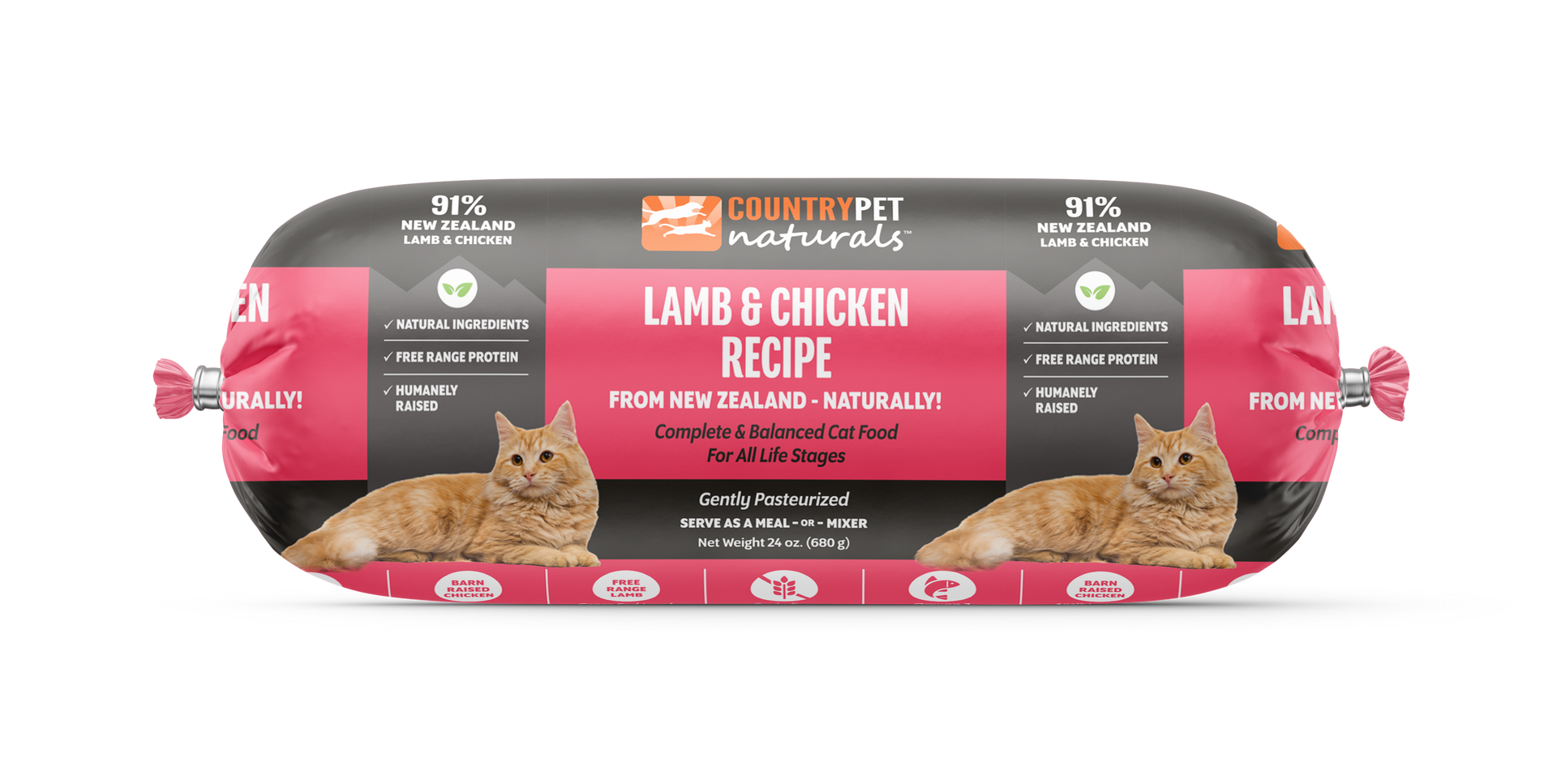 CountryPet Naturals New Zealand Lamb Chicken Recipe Cat Food Rolls