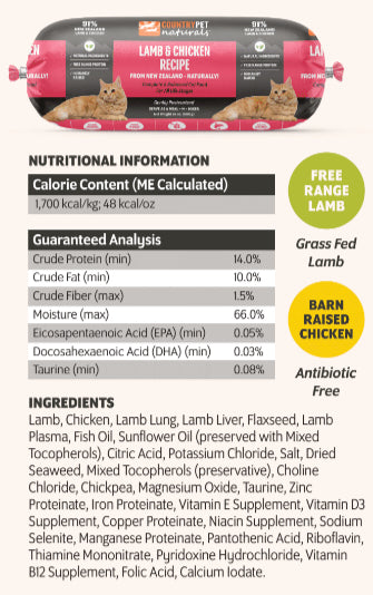 CountryPet Naturals New Zealand Lamb Chicken Recipe Cat Food Rolls